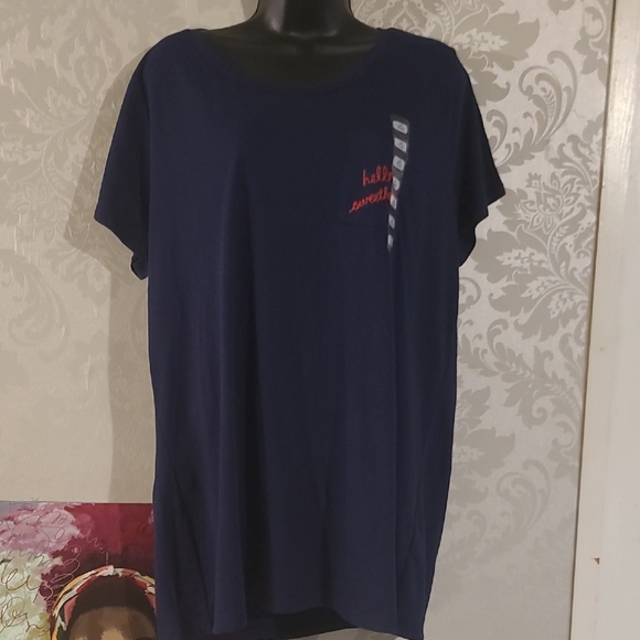 Motherhood Maternity Navy Tee with Red Embroidery - Picture 2 of 6
